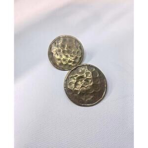 Vintage Brass Hammered‎ Statement Clip Earrings